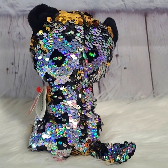 Ty Sterling Leopard Cat Sequin Flippables Ty Beanie Boos Plush Stuffed Animal - Picture 9 of 16